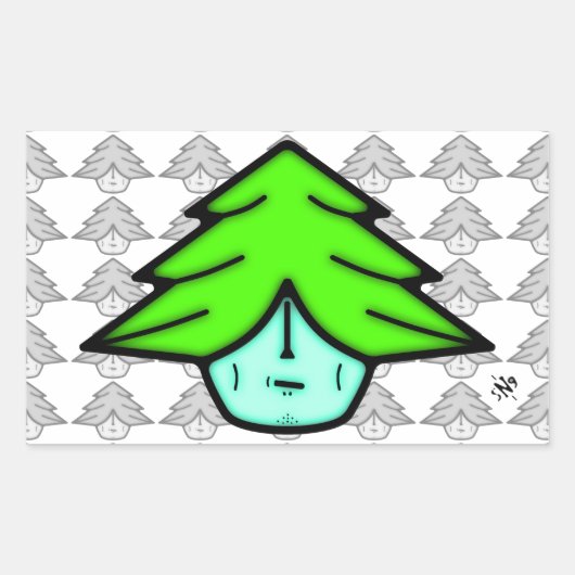 Boomkrijger (cartoon als gezicht) v1.1 rechthoekige sticker (Voorkant)