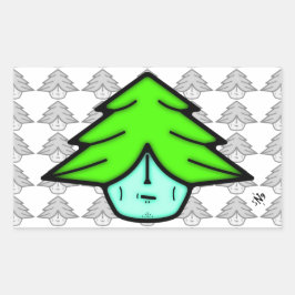 Boomkrijger (cartoon als gezicht) v1.1 rechthoekige sticker