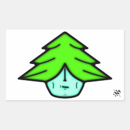 Boomkrijger (cartoon als gezicht) v1 vierkant stic rechthoekige sticker
