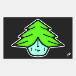 Boomkrijger (cartoon als gezicht) v2 rechthoekige sticker