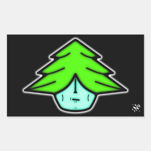 Boomkrijger (cartoon als gezicht) v2 rechthoekige sticker