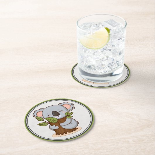 Boomkronkelend beer ronde kartonnen onderzetter (Insitu)