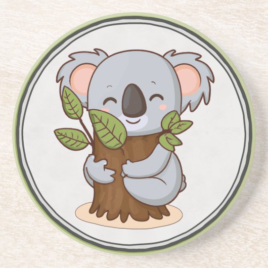 Boomkronkelend beer zandsteen onderzetter (Voorkant)