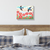 boomkussen en papavers canvas afdruk (Insitu (Slaapkamer))