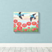 boomkussen en papavers canvas afdruk (Insitu (Houten vloer))