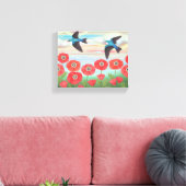 boomkussen en papavers canvas afdruk (Insitu (Woonkamer))