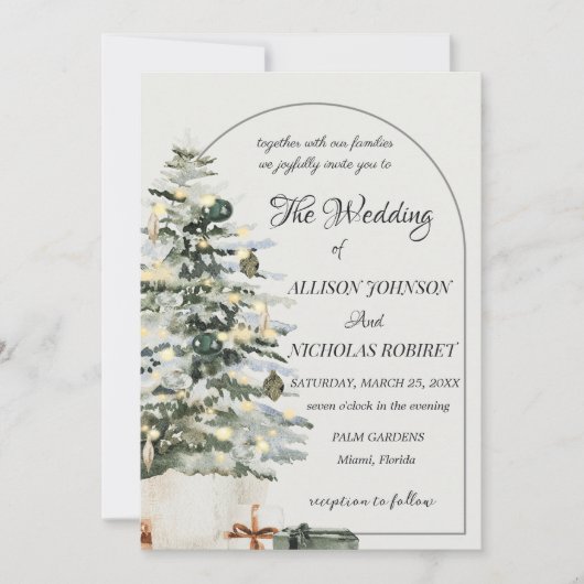 Boomlampjes winter kerst bruiloft Uitnodiging. Kaart (Voorkant)