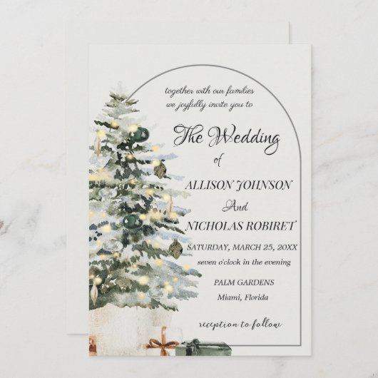 Boomlampjes winter kerst bruiloft Uitnodiging. Kaart (Voorkant / Achterkant)
