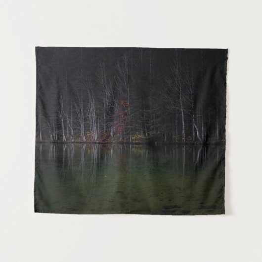 Boomlandschap in het meer wandkleed (Voorkant (horizontaal))