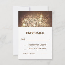 Boomlichten Rustieke Houten Trouw RSVP Kaarten Kaartje