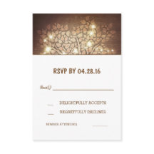 Boomlichten Rustieke Houten Trouw-RSVP-kaarten