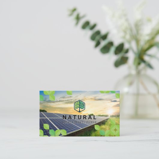 Boomlogo | Bladeren | Zonnepaneel Visitekaartje (Staand voorkant)