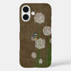 Boomnimf vlinder op een witte bloem iPhone 16 hoesje