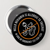 Boomnoten Allergie Badge Ronde Button 4,0 Cm (Voorkant /achterkant)