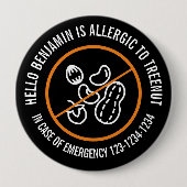 Boomnoten Allergie Badge Ronde Button 4,0 Cm (Voorkant)