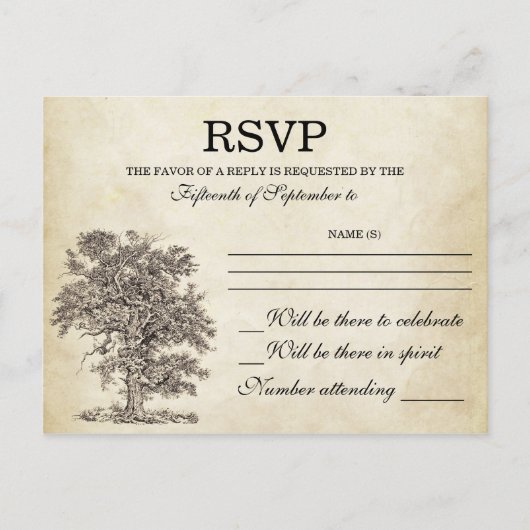 boomoude RSVP-briefkaarten Uitnodiging Briefkaart (Voorkant)