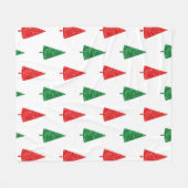 Boompatroon rode en groene Waterverf Fleece Deken (Voorkant (Horizontaal))