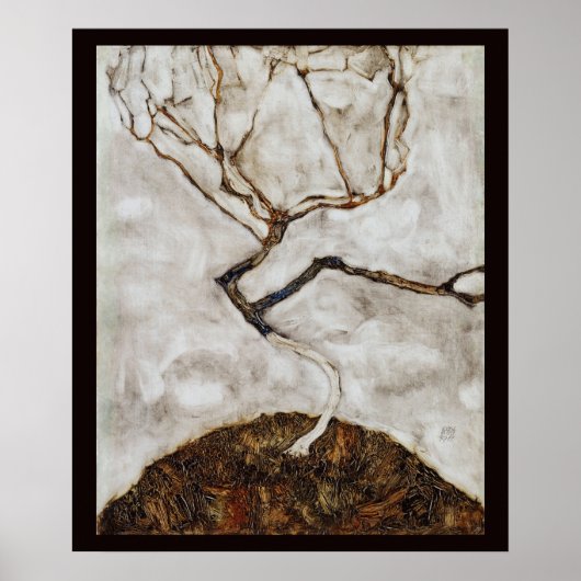 Boompje in de late herfst door Egon Schiele Poster (Voorkant)