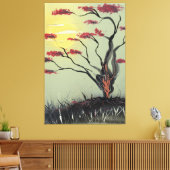 Boompje in het zonlicht canvas afdruk (Insitu (Woonkamer))