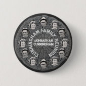 Boomplak met familiefotocirkels en naam ronde button 5,7 cm (Voorkant)
