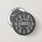 Boomplak met familiefotocirkels en naam ronde button 5,7 cm (Voorkant /achterkant)