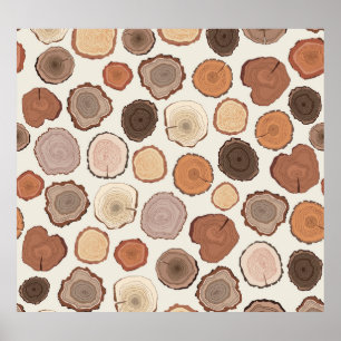 Boomringen Bos Doodle Patroon Poster