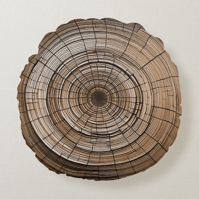 Boomringen decoratieve kussen met rustieke charme (Voorkant)