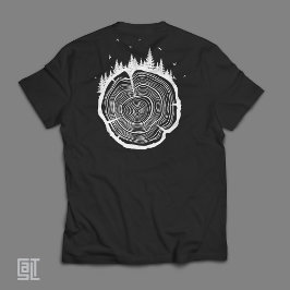 Boomringen in bos silhouet rustieke natuur t-shirt