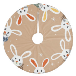 Boomrok met kerstkonijntjes en sneeuwvlokken fleece kerstboom rok
