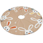Boomrok met kerstkonijntjes en sneeuwvlokken fleece kerstboom rok (Gekanteld)