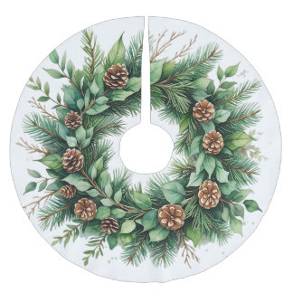 Boomrok met Pine Krans en Kegels Illustratie Kerstboom Rok