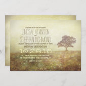 boomrustieke oude huwelijksuitnodigingen kaart (Voorkant / Achterkant)