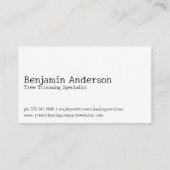 boomschaar specialist visitekaartje (Achterkant)