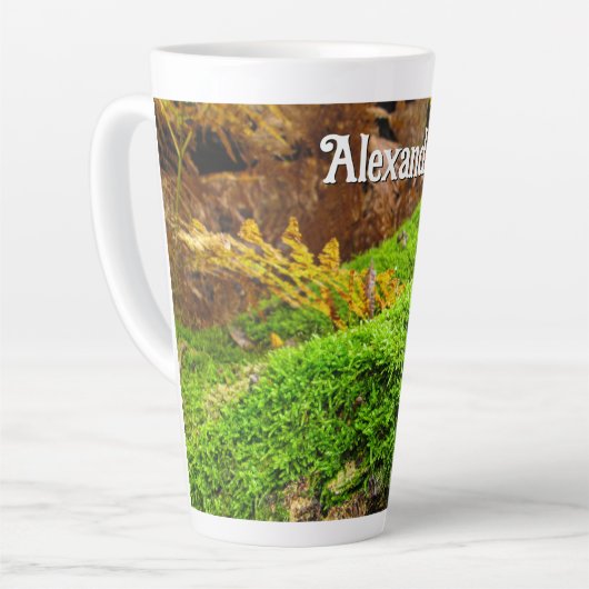 Boomschors in Herfstmos - Groot gepersonaliseerd Latte Mok (Linkerhoek)