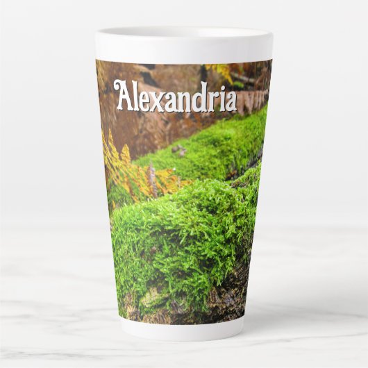 Boomschors in Herfstmos - Groot gepersonaliseerd Latte Mok (Voorkant)