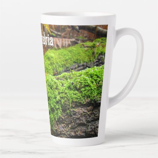 Boomschors in Herfstmos - Groot gepersonaliseerd Latte Mok (Rechts)