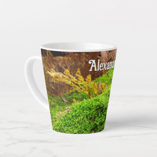 Boomschors in Herfstmos - Klein gepersonaliseerd Latte Mok (Linkerhoek)