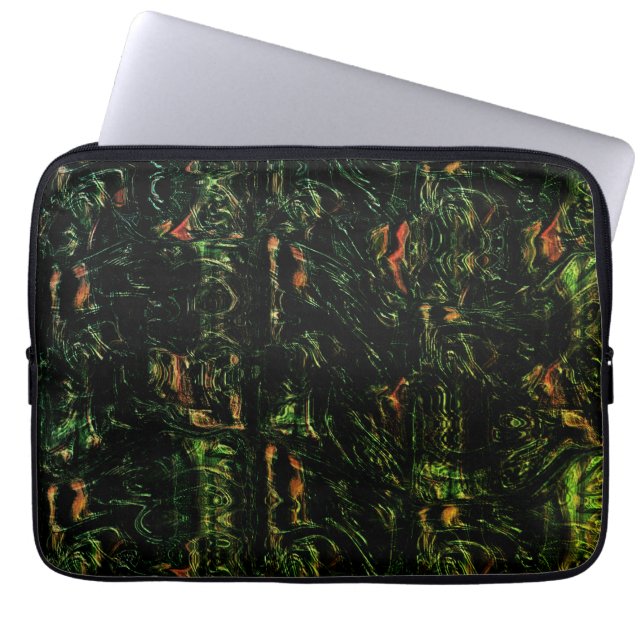 Boomschors onder groen gehammerd glas laptop sleeve (Voorkant)
