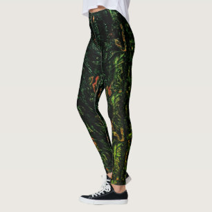 Boomschors onder groen gehammerd glas leggings