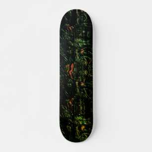 Boomschors onder groen gehammerd glas persoonlijk skateboard