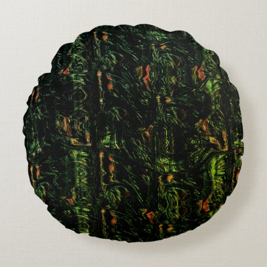 Boomschors onder groen gehammerd glas rond kussen (Voorkant)