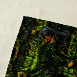 Boomschors onder groen gehammerd glas strandlaken