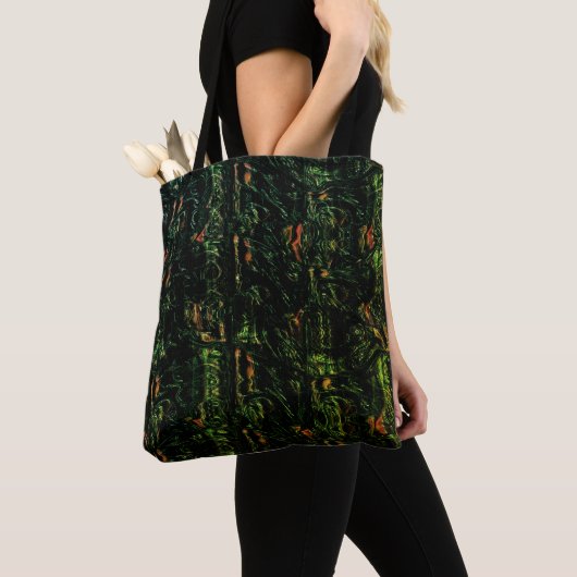 Boomschors onder groen gehammerd glas tote bag (Dichtbij)