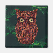 Boomschors uil rustiek groenblijvend bruin magneet (Voorkant)