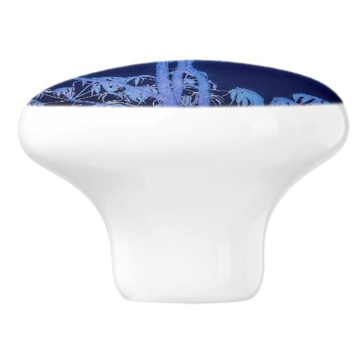 Boomsilhouet in Royal Blues Ceramic Pull Keramische Knop (Zijkant)