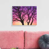 Boomsilhouetten in de zonsondergang - Canvas Print (Insitu (Woonkamer))