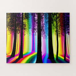 Boomsilhouetten in Rainbow Enchanted Forest Legpuzzel