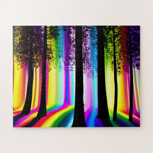 Boomsilhouetten in Rainbow Enchanted Forest Legpuzzel