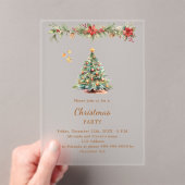 Boomslinger rode bloemen Christmas Party bevroren Acryl Uitnodigingen (Insitu (Draagbaar))