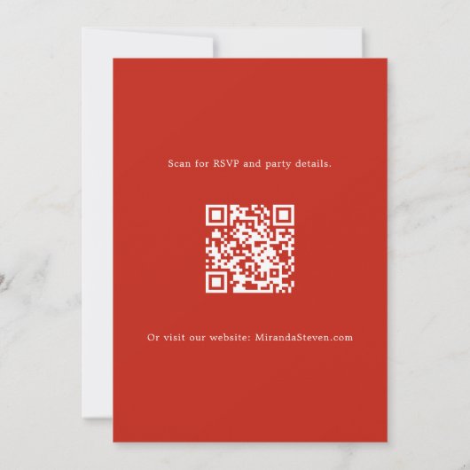 Boomslinger rode bloemen QR code Christmas Party Kaart (Achterkant)